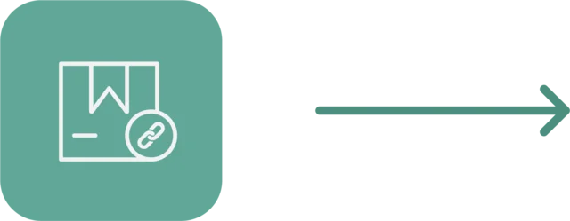 Icono de caja con enlace: importa tus productos