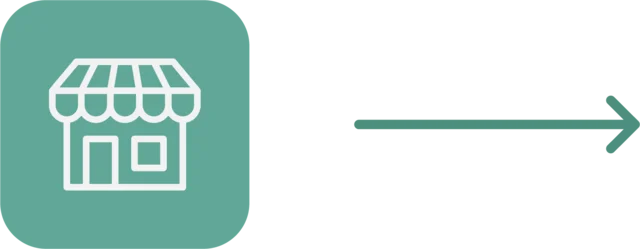 Icono de tienda con flecha: conecta tu tienda