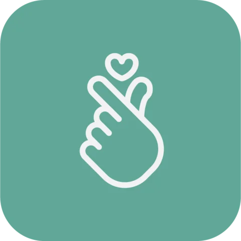 Icono de mano con corazón: cuidamos la experiencia de tu cliente